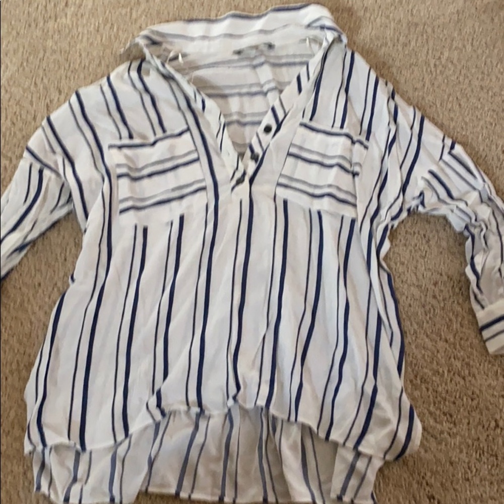 Zara Striped Quarter Button Up